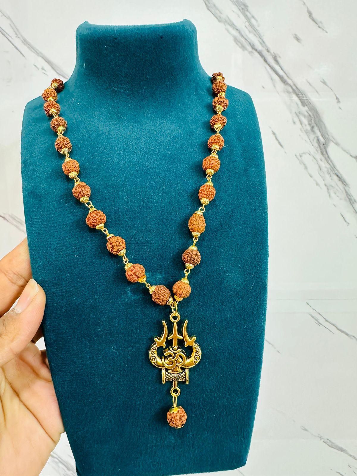Panchmukhi Rudraksha OM Trishool Mala