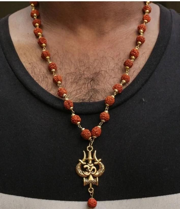 Panchmukhi Rudraksha OM Trishool Mala